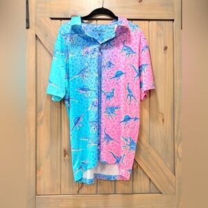 Chubbies Blue and Pink Dinosaur Shirt NWOT Large
